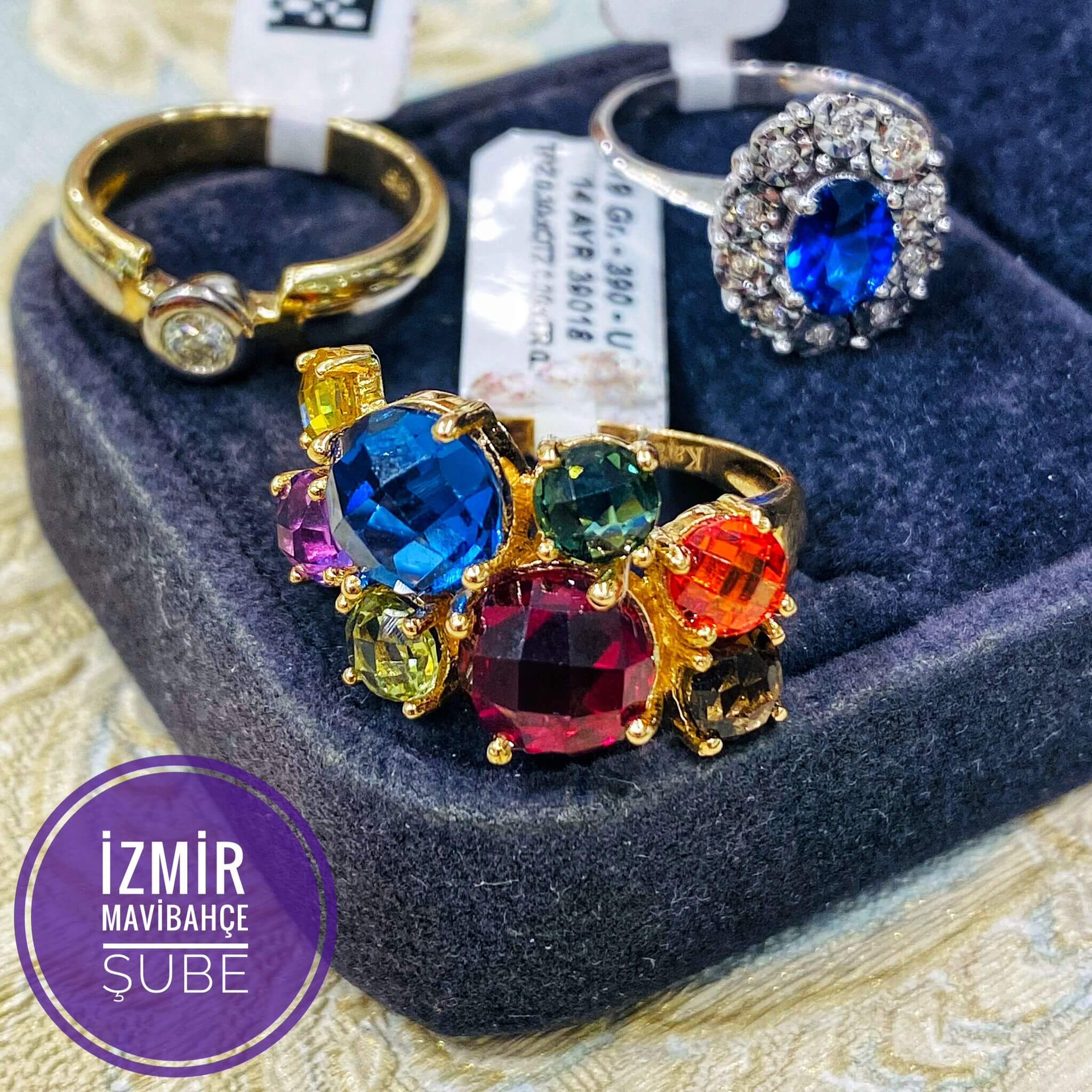 Vintage Tasarım Citrin, Ametist, London Blue, Yeşim, Garnet, Yakut, Smoky Quartz, Topaz Taşlı Yüzük 